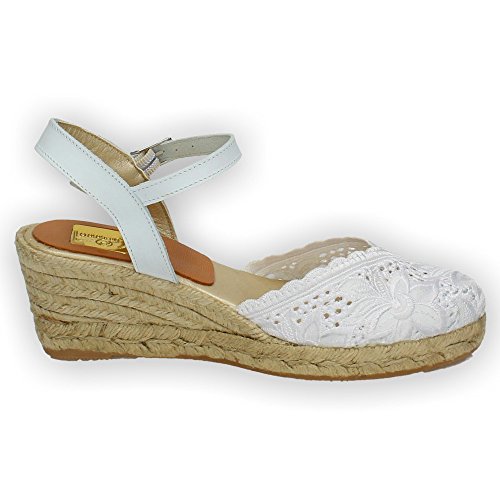 TORRES 5004 Zapatillas DE Encaje Mujer Alpargatas Blanco 36