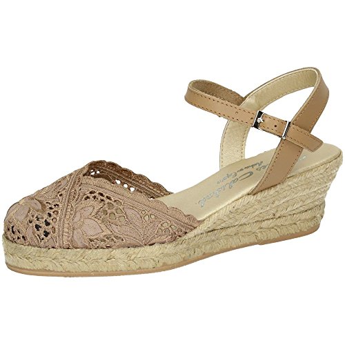 TORRES 5004 Zapatillas DE Encaje Mujer Alpargatas Camel 37