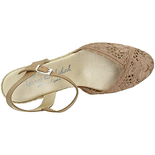 TORRES 5004 Zapatillas DE Encaje Mujer Alpargatas Camel 37