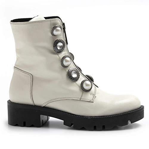 Tosca Blu - Polaco Diane Blanco de Piel con Perlas - SF1907S123C00 Blanco Size: 36 EU