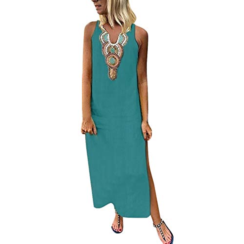 Tosonse Vestidos Africanos para Mujer Vestido Largo Sin Mangas con Dobladillo Dividido Vestidos De Playa Holgados
