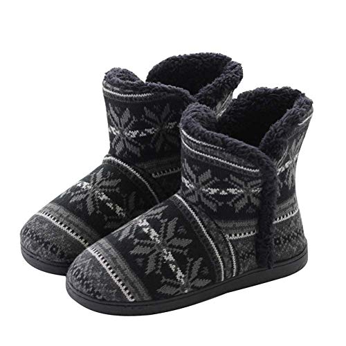 tqgold Pantuflas para Mujer Hombre Zapatillas de Estar por casa con Pompons Pelusa Botas de Invierno(Negro,43/44 EU)