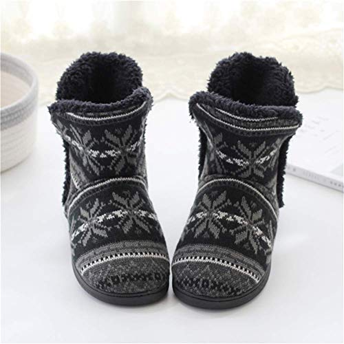 tqgold Pantuflas para Mujer Hombre Zapatillas de Estar por casa con Pompons Pelusa Botas de Invierno(Negro,43/44 EU)