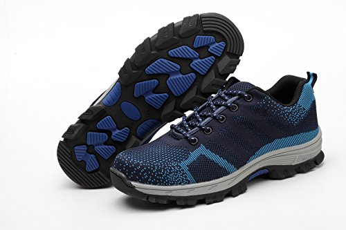 tqgold Zapatillas de Seguridad para Hombre Mujer, Zapatos de Trabajo con Punta de Acero (Azul,36 EU)