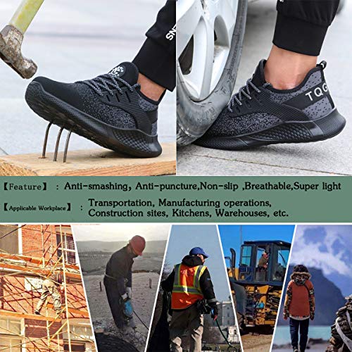 TQGOLD - Zapatos de seguridad para hombre y mujer S3, calzado laboral ligero de verano con puntera de acero Size: 42 EU