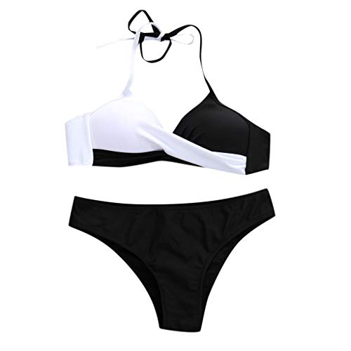 Traje de Baño Bikini Mujer 2019 Bikinis Sujetador Push-up Sexy Traje de Baño de Dos Piezas Bohemio BañAdores Tops y Braguitas Ropa de Playa vikinis riou (Negro, S)