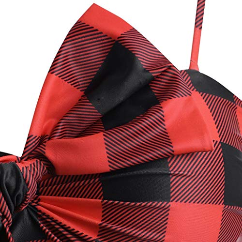 Traje de baño de cintura alta para mujer, con control de barriga, cobertura completa, clásico, color rojo y negro, diseño de mariposas, con correa sexy y plisada de cintura alta