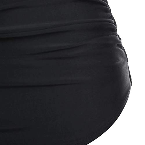 Traje de baño de cintura alta para mujer, con control de barriga, cobertura completa, clásico, color rojo y negro, diseño de mariposas, con correa sexy y plisada de cintura alta