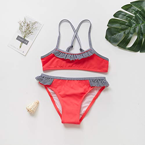 Traje de baño de Verano para niñas Traje de baño de Bikini Rojo Glamour + Shorts