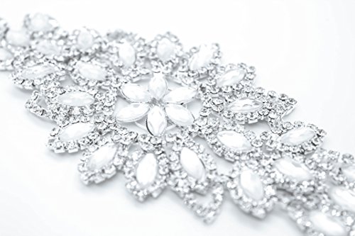 Trimming Shop Estrás Motivo Cristales Diamante para Coser Parche Aplique - Perfecto para Vestido Novia, Casual o Formal Ropa Moda Accesorios 150mm X 60mm (Aprox) Parche N º A088