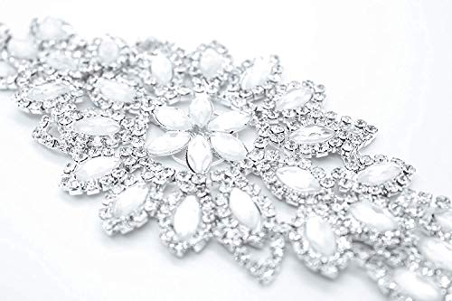 Trimming Shop Estrás Motivo Cristales Diamante para Coser Parche Aplique - Perfecto para Vestido Novia, Casual o Formal Ropa Moda Accesorios 150mm X 60mm (Aprox) Parche N º A088