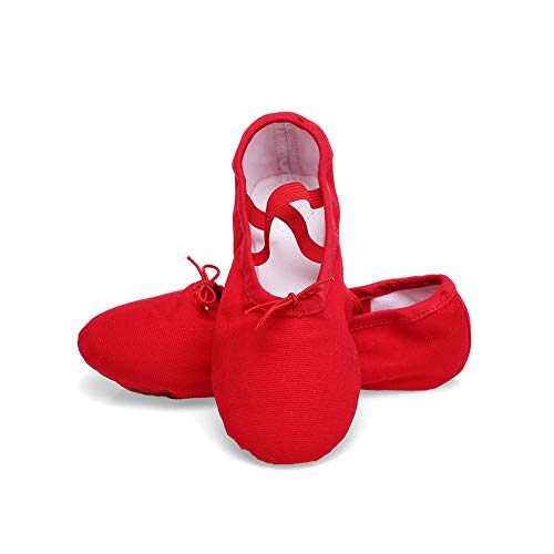 TRIWORIAE - Zapatos de Baile Ballet Zapatillas de Danza/Yoga/Pilates/Gimnasia para Niña Mujer Rojo 28 EU