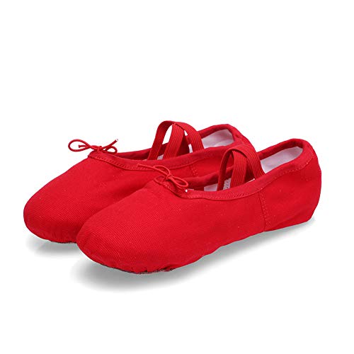 TRIWORIAE - Zapatos de Baile Ballet Zapatillas de Danza/Yoga/Pilates/Gimnasia para Niña Mujer Rojo 28 EU