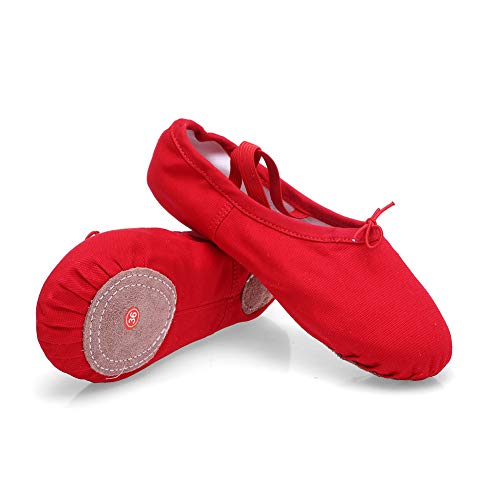 TRIWORIAE - Zapatos de Baile Ballet Zapatillas de Danza/Yoga/Pilates/Gimnasia para Niña Mujer Rojo 28 EU