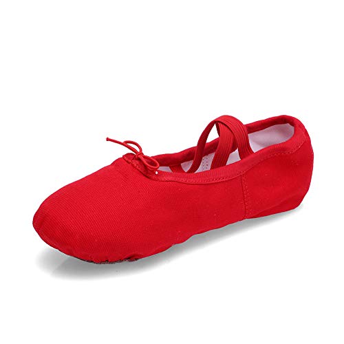 TRIWORIAE - Zapatos de Baile Ballet Zapatillas de Danza/Yoga/Pilates/Gimnasia para Niña Mujer Rojo 28 EU