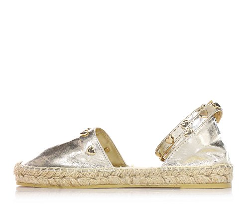 TWIN-SET - Alpargata dorada en cuero, con hebilla, corazónes decorativos dorados, mujer, niña, niñas-39