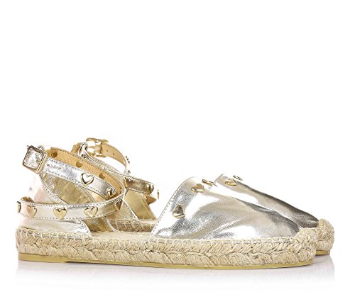 TWIN-SET - Alpargata dorada en cuero, con hebilla, corazónes decorativos dorados, mujer, niña, niñas-39