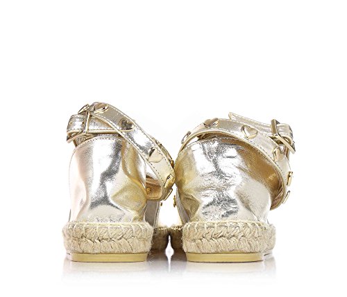 TWIN-SET - Alpargata dorada en cuero, con hebilla, corazónes decorativos dorados, mujer, niña, niñas-39