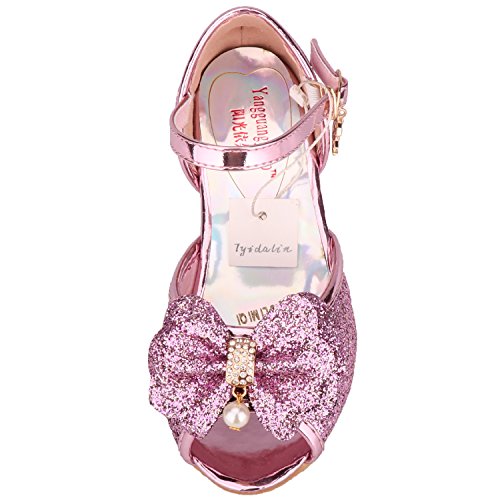 Tyidalin Niña Bailarina Zapatos de Tacón Disfraz de Princesa Zapatilla de Ballet para 3 a 12 Años EU24-35(Color:Rosa,Plata,Oro,Azul)