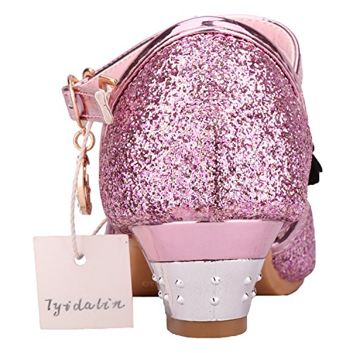 Tyidalin Niña Bailarina Zapatos de Tacón Disfraz de Princesa Zapatilla de Ballet para 3 a 12 Años EU24-35(Color:Rosa,Plata,Oro,Azul)