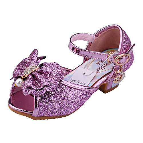 Tyidalin Niña Bailarina Zapatos de Tacón Disfraz de Princesa Zapatilla de Ballet para 3 a 12 Años EU24-35(Color:Rosa,Plata,Oro,Azul)