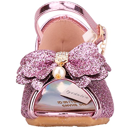 Tyidalin Niña Bailarina Zapatos de Tacón Disfraz de Princesa Zapatilla de Ballet para 3 a 12 Años EU24-35(Color:Rosa,Plata,Oro,Azul)