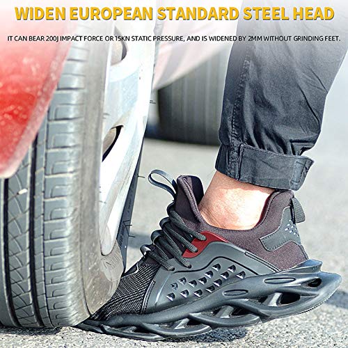UCAYALI Zapatillas de Seguridad Hombre Calzado de Trabajo Cómodo Zapatos de Seguridad con Punta de Acero Zapatos Protección Deportivos Negras B Size 45