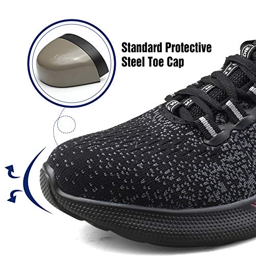 UCAYALI Zapatillas de Seguridad Hombre Calzado de Trabajo Cómodo Zapatos de Seguridad con Punta de Acero Zapatos Protección Deportivos Negro Gr.43