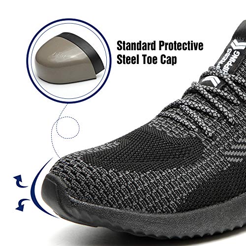 UCAYALI Zapatillas de Seguridad Hombre Calzado de Trabajo Cómodo Zapatos de Seguridad con Punta de Acero Zapatos Protección Deportivos Pasas Negras Gr.45
