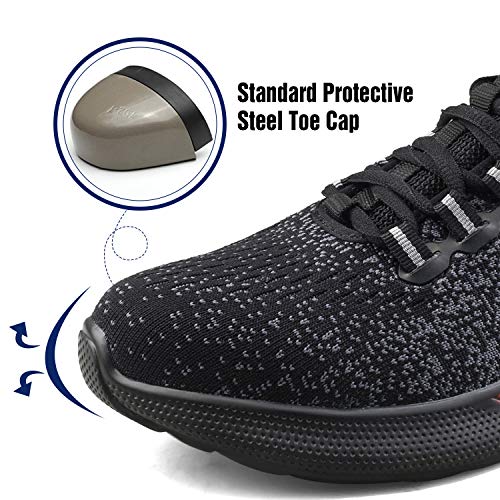 UCAYALI Zapato Profesional de Seguridad Antideslizantes para Calzado Zapatilla Deportiva de Trabajo | Punta Antiaplastamiento de Composite Negro/Rojo Talla 43