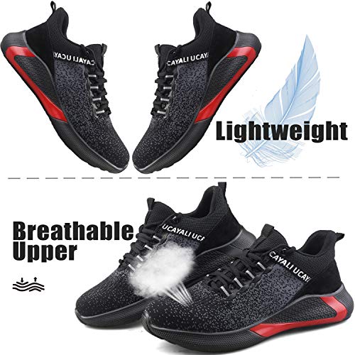 UCAYALI Zapato Profesional de Seguridad Antideslizantes para Calzado Zapatilla Deportiva de Trabajo | Punta Antiaplastamiento de Composite Negro/Rojo Talla 43