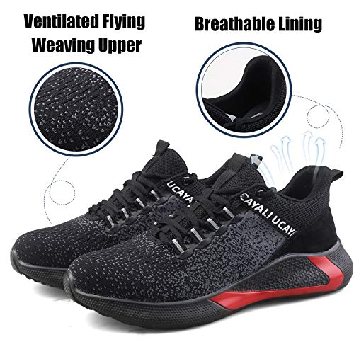 UCAYALI Zapatos de protección Laboral Zapatos de Seguridad Antideslizantes para Calzado Negro/Rojo Talla 39