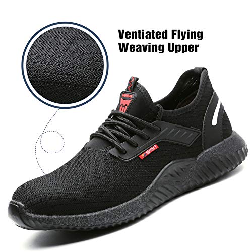 UCAYALI Zapatos de Seguridad con Punta de Acero para Hombre Zapatillas de Trabajo Puntera Reforzada Calzado de Protección Industria Construcción - Cómodos Ligeros y Antideslizantes(Negro, 43)
