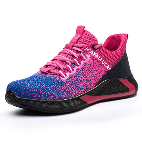 UCAYALI Zapatos de Seguridad con Punta de Acero para Mujer Zapatillas de Trabajo Puntera Reforzada Calzado de Protección Industria Construcción - Cómodos Ligeros y Antideslizantes(Rosa, 40)