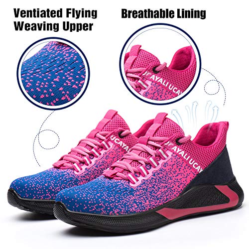 UCAYALI Zapatos de Seguridad con Punta de Acero para Mujer Zapatillas de Trabajo Puntera Reforzada Calzado de Protección Industria Construcción - Cómodos Ligeros y Antideslizantes(Rosa, 40)