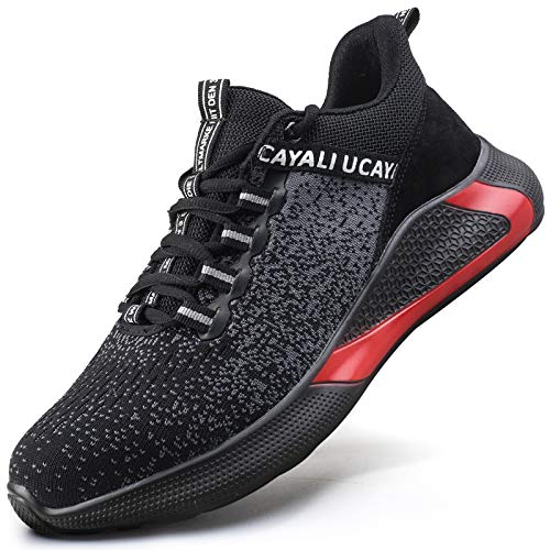 UCAYALI Zapatos de Seguridad Hombre Antideslizante Zapatillas de Trabajo con Puntera de Acero Ligeros Bambas de Seguridad Negro Gr.45