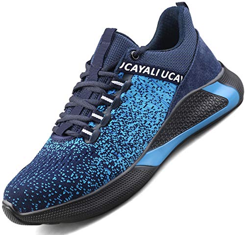 Ucayali Zapatos de Seguridad Hombre Calzado Trabajo Comodos Ligeras Zapatillas para Trabajar con Punta de Acero Transpirables Antiestaticos Cocina(017 Azul, 42 EU)