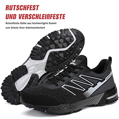 UCAYALI Zapatos de Seguridad Hombre Mujer Anti-Piercing Zapatos de Trabajo Punta de Acero Antideslizante Calzado Seguridad Deportivo Negro B Gr.42