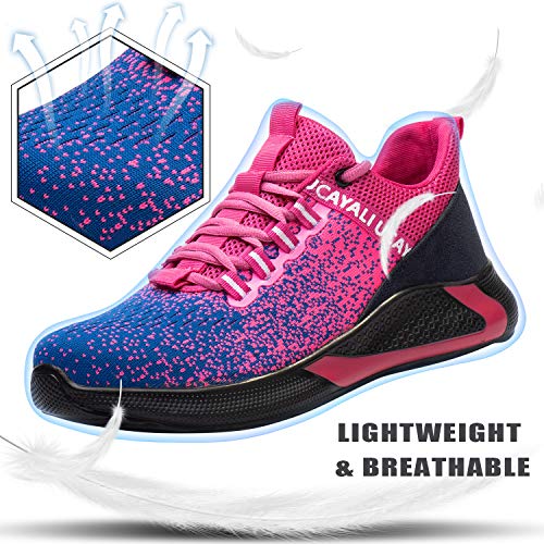 Ucayali Zapatos de Seguridad Mujer Trabajo Verano Zapatillas Trabajar Comodos Ligeros Transpirables Calzado de Seguridad Deportivo Punta de Acero(017 Rosa, 41 EU)