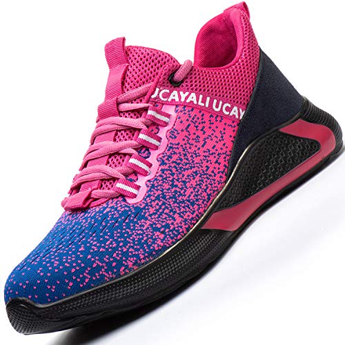Ucayali Zapatos de Seguridad Mujer Trabajo Verano Zapatillas Trabajar Comodos Ligeros Transpirables Calzado de Seguridad Deportivo Punta de Acero(017 Rosa, 41 EU)