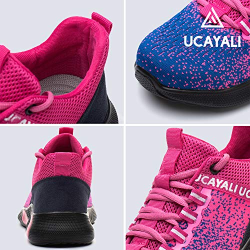 Ucayali Zapatos de Seguridad Mujer Trabajo Verano Zapatillas Trabajar Comodos Ligeros Transpirables Calzado de Seguridad Deportivo Punta de Acero(017 Rosa, 41 EU)