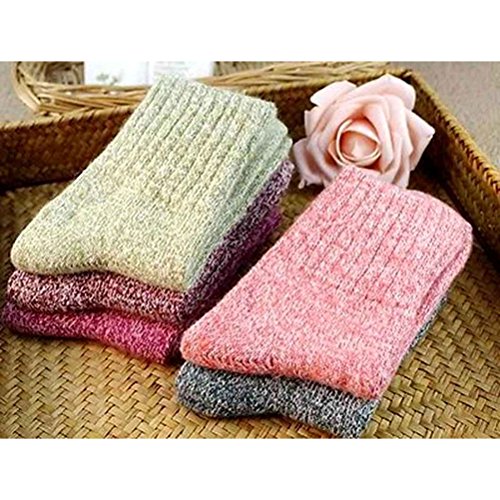 UEETEK 5 pares de mujeres lana Cachemira gruesa cálido suave sólido deportivo Casual calcetines