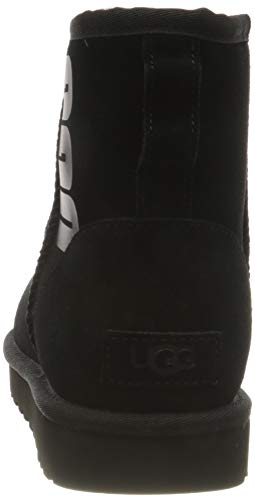 UGG Female Classic Mini UGG Rubber Logo Classic Boot, Black, 3 (UK)