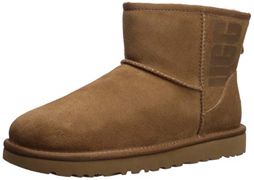 UGG Female Classic Mini UGG Rubber Logo Classic Boot, Chestnut, 4 (UK)
