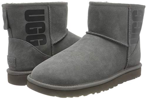 UGG Female Classic Mini UGG Rubber Logo Classic Boot, Grey, 6 (UK)