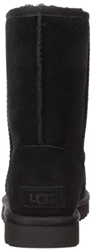 UGG Female Classic Short UGG Rubber Logo Classic Boot, Black, 7 (UK)