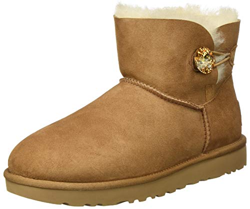 UGG Mini Bailey Button Bling, Botas Mujer, Marrón (Chestnut Gold), 42 EU