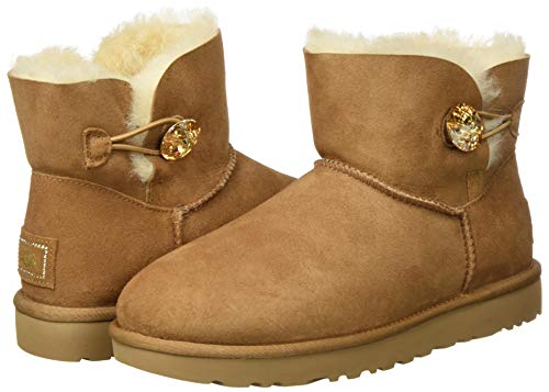 UGG Mini Bailey Button Bling, Botas Mujer, Marrón (Chestnut Gold), 42 EU