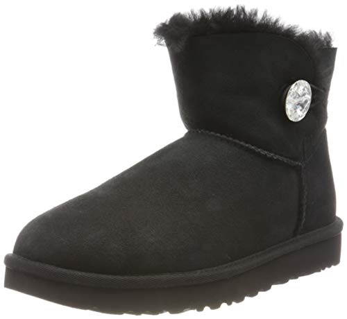 UGG Mini Bailey Button Bling, Botas Mujer, Negro, 42 EU
