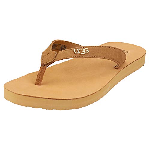 UGG W Tawney Logo, Sandalia Mujer, Nubuck de castaño, 42 EU